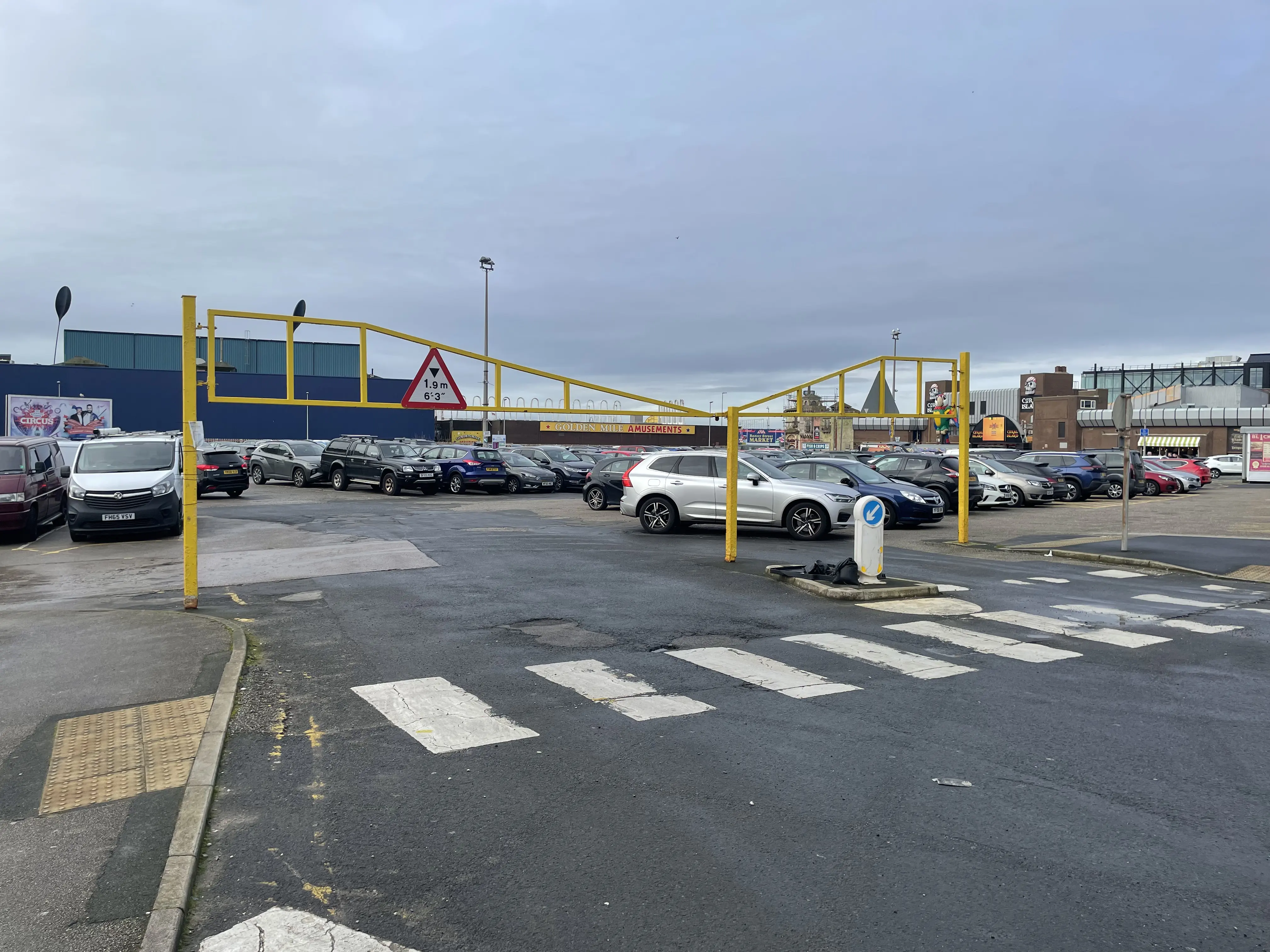 Entrance to Central Car Park, with Coral Island in the background