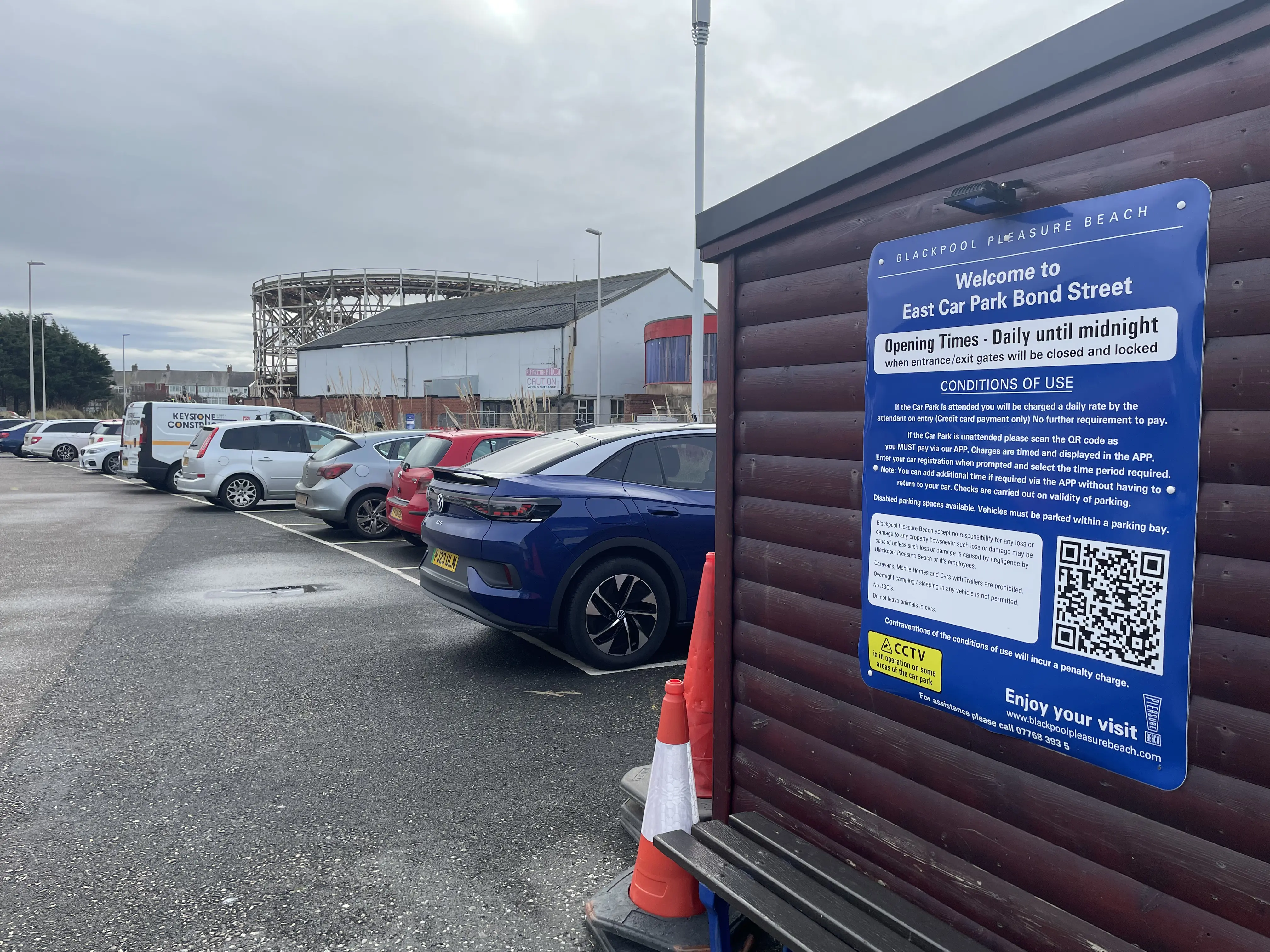 View of East Car Park Bond Street with the information sign on the right