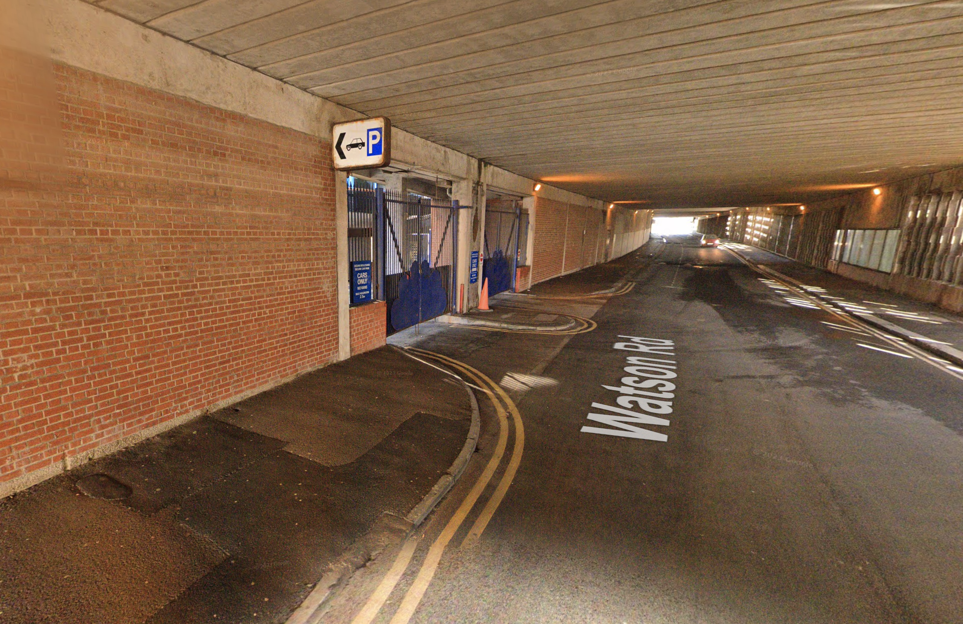 Road leading into West Car Park entrance