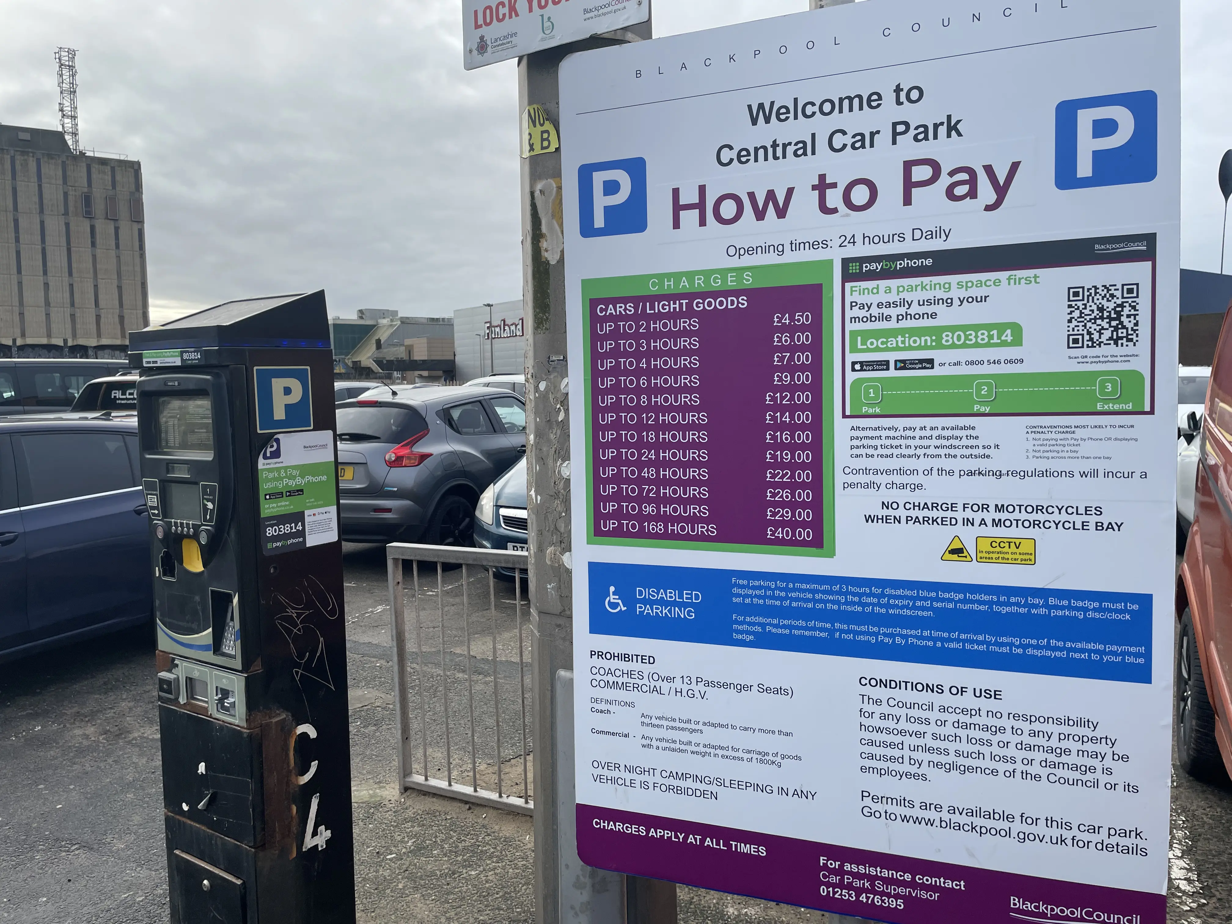 Central Car Park prices and pay and display machine